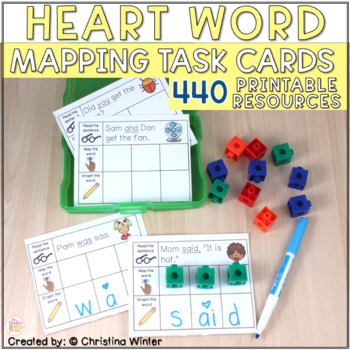 Preview of Heart Words Word Mapping Task Cards - Editable