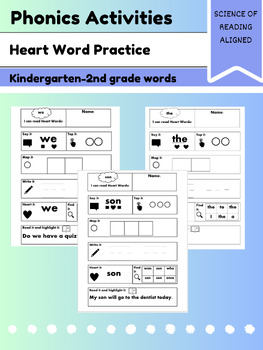 Preview of Heart Word Practice BUNDLE-Science of Reading- Could be used to supplement UFLI