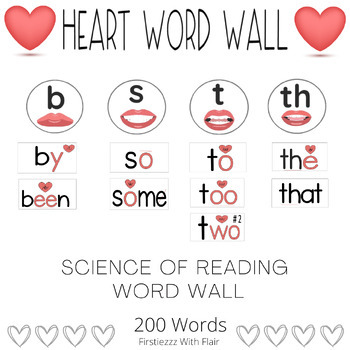 Preview of Heart Word Wall-  Science Of Reading (200 Words) SIGHT WORDS