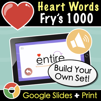 Preview of Heart Words | Fry’s 1000 Sight Words | Build Your Own Audio Flash Card Set