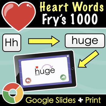 Preview of Heart Words | Fry’s 1000 Sight Words | Flash Card Databank for Google Slides