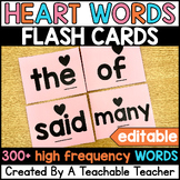 Heart Words Kindergarten Flash Cards Word Wall + Bonus Lis
