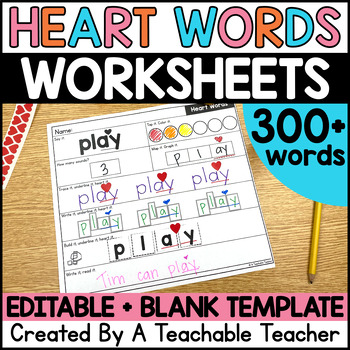 Preview of Heart Words Kindergarten Word Mapping Worksheets aligned to Science of Reading