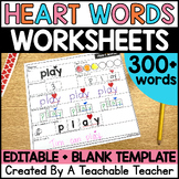 Heart Words Kindergarten Word Mapping Worksheets aligned t