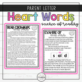 Heart Words Parent Letter Science of Reading