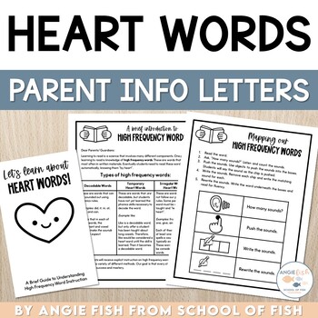 Preview of Heart Words Parent Letter Science of Reading | Kindergarten Heart Words