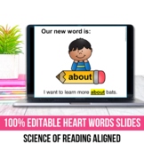 Editable Heart Word Sight Word Practice Cards I a see can 