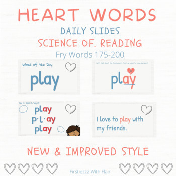 Preview of Heart Words Slides (NEW) | Science of Reading- Orthographic Mapping-  175-200