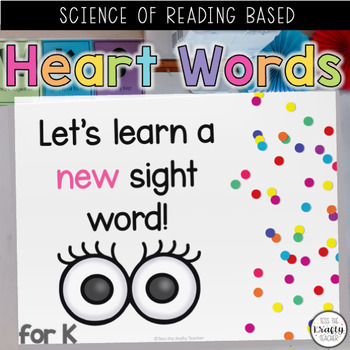 Preview of Heart Word Slides Kindergarten, List of Heart Words, Mapping, Flash Cards