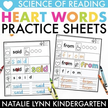Preview of Heart Words Worksheets Science of Reading High Frequency Words Practice