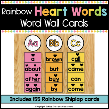 Preview of Heart Words: Word Wall Cards - Rainbow