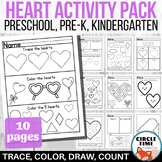 Heart Worksheets Preschool, PreK, Kindergarten, Printable 