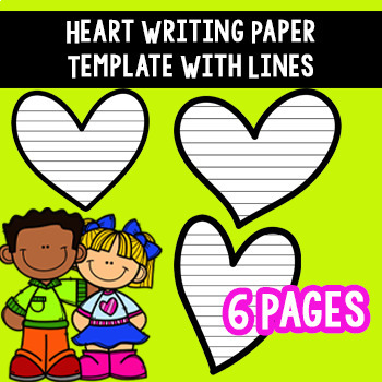 Preview of Heart Writing Paper Template with Lines - Valentine Writing Pages