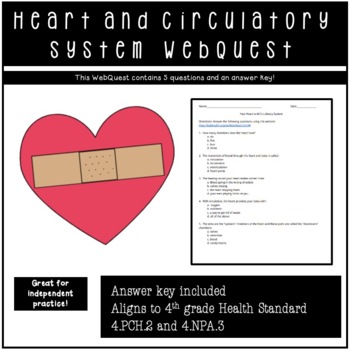 Preview of Heart and Circulatory System Webquest 4.NPA.3