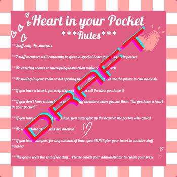 Preview of Heart in your Pocket - Staff Game (February Staff Culture)