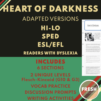 Preview of Heart of Darknes | Conrad | Hi-Lo Adapted Versions for ELL/ESL, SPED, Dyslexia