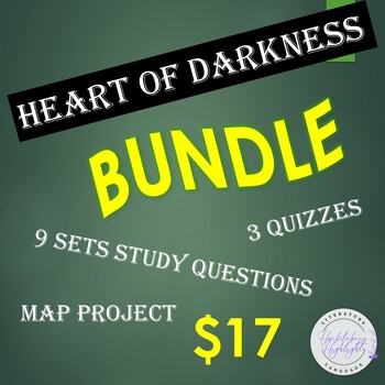Preview of Heart of Darkness - 9 sets of MC Q, Discussion prompts, Quizzes, and Map Work