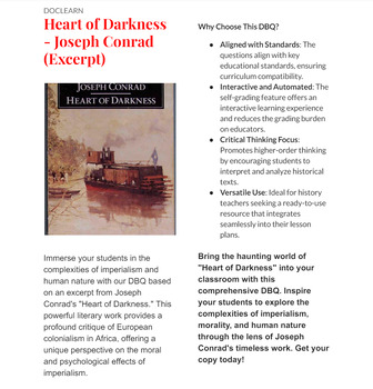 Preview of Heart of Darkness - Joseph Conrad (Excerpt) DBQ NO PREP/SELF GRADING DBQ