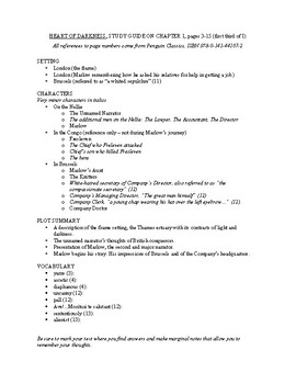 Preview of Heart of Darkness by J. Conrad - Part I Episode 1 - STUDY GUIDE AND ANSWER KEY