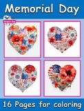 Heart of Memorial Day Poppies -Veterans Day Activity- Patr
