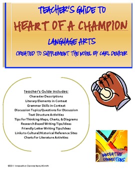 Preview of Heart of a Champion by Carl Deuker: Skill Activities, Prompts, Charts
