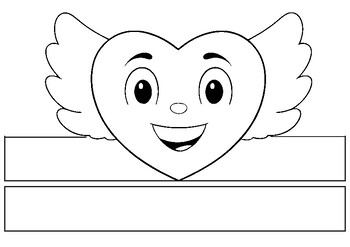 Preview of Heart with Wings Valentine's Day Headband Coloring Craft Activity: Spread Love !