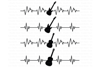 Download Heartbeat Electric Acoustic Guitar Svg Files Cardiogram Guitar Clipart