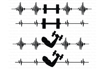 Heartbeat Barbell Svg Cardiogram Muscle Svg Heart Beat Weights Svg Files