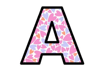 Preview of Hearts Alphabet and Number Posters, Bulletin Board Letters, Classroom Décor
