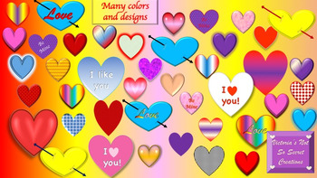 Preview of Valentines Clipart - Hearts, Chocolates, bow and arrow, groovy kids, love birds