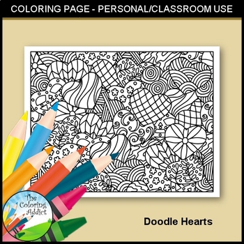 Hearts Coloring Page by The Coloring Addict | Teachers Pay Teachers