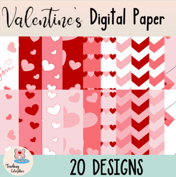 Preview of Valentine's Day Digital Paper/Backgrounds- February Hearts- Cute Designs