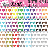 Hearts Digital Paper Background Clipart with Glitter