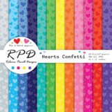 Hearts Digital Papers, Rainbow Colours, Scrapbook Papers, 