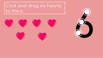 Preview of Hearts Numbers 1-9, Valentines Day. LIFE SKILLS! Google Slides, Click and Drag!