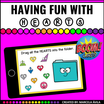 Preview of Hearts Shapes Boom Cards™ Distance Learning Math