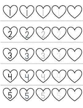 Hearts Tracing 1-10 With Faded Tracing Freebie by Mrs Costellos Classroom