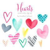 Hearts - Watercolor Clip Art