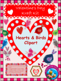 Hearts and Birds Clipart - Valentine's Day Kraft Kit