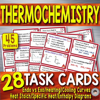 Preview of Thermochemistry ~ 28 Chemistry Task Cards~ Specific Heat/Heating Curve/Enthalpy