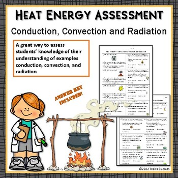 Preview of Heat Energy Assessment Worksheets Conduction Convection and Radiation