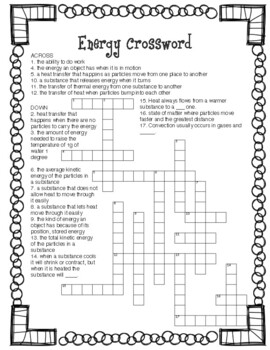 Heat Energy Crossword Puzzle BJU Science 5 by Savannah Drescher