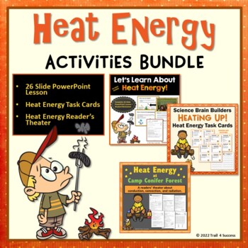 Preview of Heat Energy Lesson Bundle PowerPoint Lesson, Task Cards, and Readers Theater