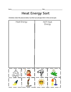 Preview of Heat Energy Object Sort