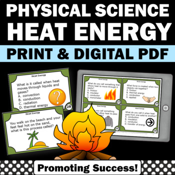 Preview of Energy Heat Transfer Physical Science Task Cards Review Print Digital Resource