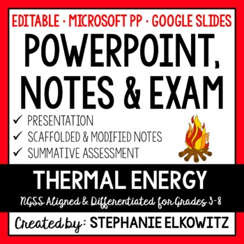 Preview of Thermal Energy and Heat PowerPoint, Notes & Exam - Google Slides