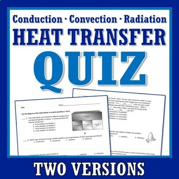 Preview of Thermal Energy Heat Transfer QUIZ Convection Conduction Radiation