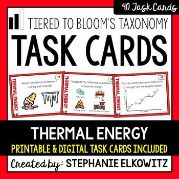 Preview of Thermal Energy and Heat Task Cards | Printable & Digital