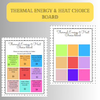Preview of Heat & Thermal Energy Choice Board