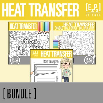 Preview of Heat Transfer Activity Bundle | Science Notes Template, Card Sort and Practice